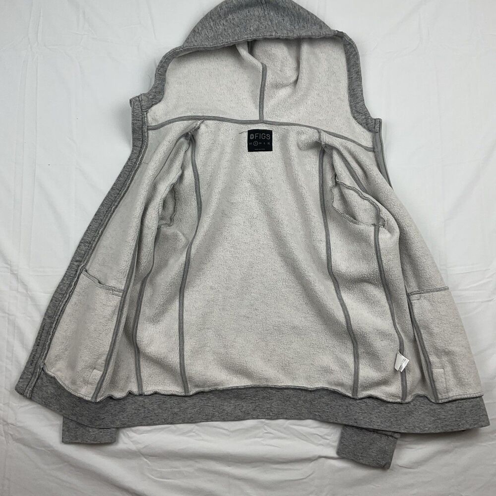 Figs Fleece Zip Hoodie‎ Gray Small Full Zip Sweatshirt Nursing Uniform Cozy Warm - Picture 6 of 8